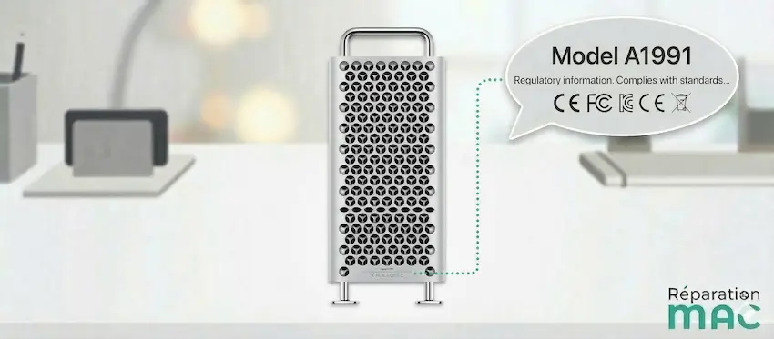 Emplacement du numéro de modèle Axxxx sur un Mac Pro