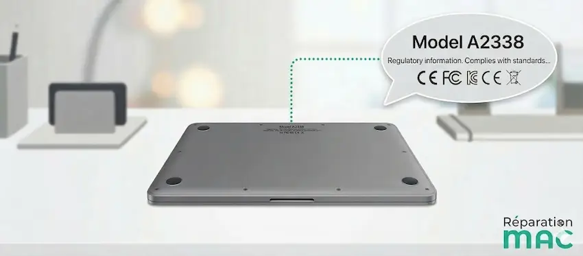 Emplacement du numéro de modèle Axxxx sur un MacBook