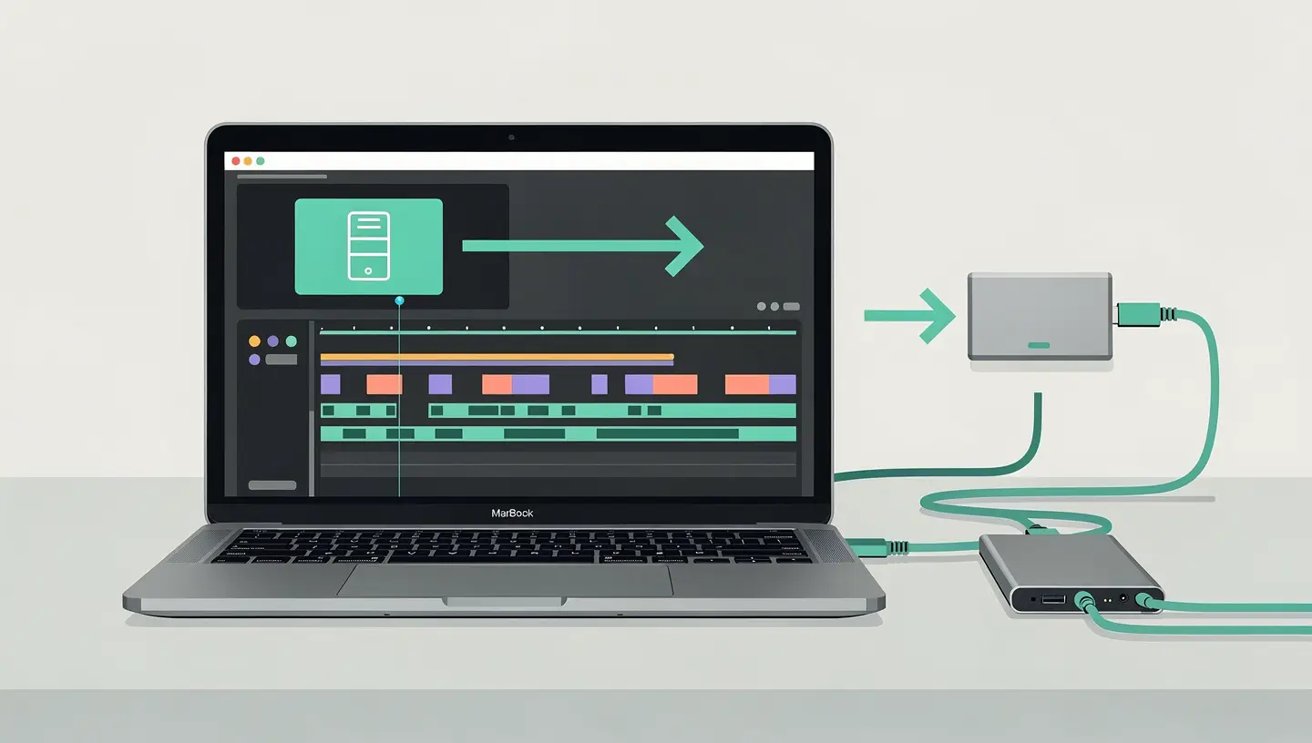 Schéma de workflow de stockage pour le montage vidéo sur Mac